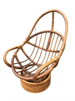 Mid Century Rattan Swivel Chair