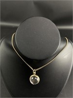 Vtg Mustard Seed in Lucite Ball Pendant Necklace