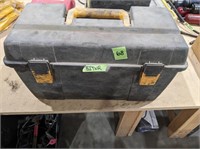 PLASTIC TOOL BOX W/ ASSORTED USED TOOLS
