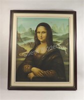 F. Morgan Signed Mona Lisa Copy Art on Canvas