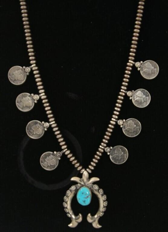 Navajo Mercury Dime Silver Coin Necklace