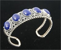 Navajo Silver 5 stone lapis lazuli bracelet