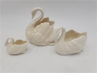 3 Lenox Porcelain Swan Figurines