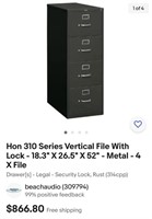 Hon 310 Series Vertical File With Lock - 18.3" X 2
