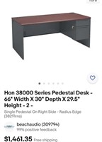 Hon 38000 Series Pedestal Desk - 66" Width X 30" D