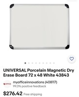 UNIVERSAL Porcelain Magnetic Dry Erase Board 72 x
