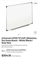 Universal 43725 72"x48", Melamine, Dry Erase Board