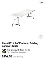 Alera 30" X 96" Platinum Folding Banquet Table