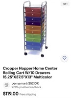 Cropper Hopper Home Center Rolling Cart W/10 Drawe
