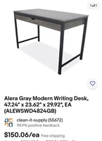 Alera Gray Modern Writing Desk, 47.24" x 23.62" x
