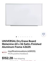 UNIVERSAL Dry Erase Board Melamine 60 x 36 Satin-F