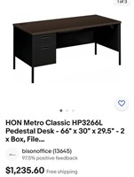 HON Metro Classic HP3266L Pedestal Desk - 66" x 30