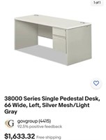 Hon  38000 Series Single Pedestal Desk, 66 Wide, L