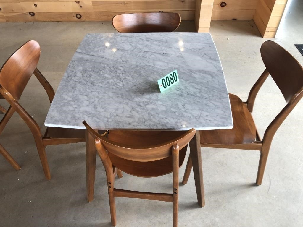 Marble top/wood base cafe table