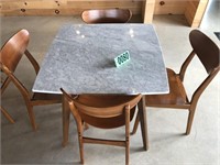 Marble top/wood base cafe table