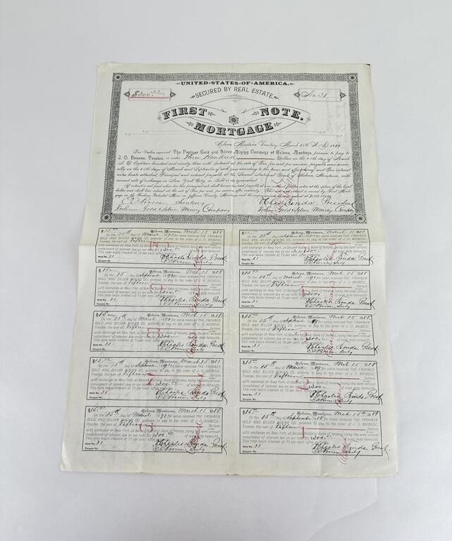Frohner Gold Silver Mining Montana Mortgage Note