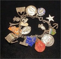 Vintage Sterling destination charm bracelet