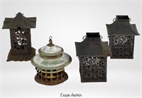 Vintage Japanese Cast & Wrought Iron Lanterns