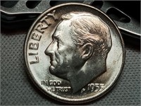 OF) BU 1955 S silver Roosevelt dime
