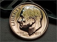 OF) 1957 Silver Proof Roosevelt dime