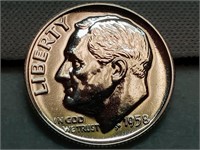 OF) 1958 Silver Proof Roosevelt dime