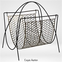 1950's MCM Atomic Era Metal Mesh Magazine Rack