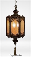 Art Nouveau Brass Lantern/ Chandelier Swag Lamp
