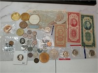 OF) Assorted coins and currency