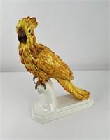Large Majolica Pottery Cockatiel Bird Figure