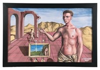 Paul Delvaux (in style) Surrealist Oil Painting