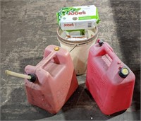(F) Five gallon gas can (2), and Jones fertilizer