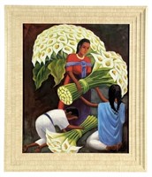 Diego Rivera Flower Vendor Painting in manner of