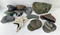 Collection of German and Russian Military Hats