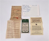 Collection of Savage Model 23 Rifle Paperwork