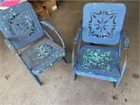 (2) Blue Steel Patio Chairs
