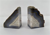 Lace Agate Geode Bookends