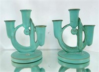Roseville "Moderne" triple bud vases - rare