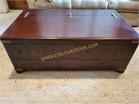 Coffee Table w/ Brass Accents in Mahogany Wood
