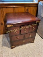 Side Table w/ Brass Accents in Mahogany Wood