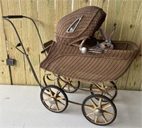 Vintage wicker baby buggy