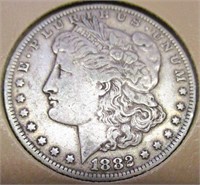 1882-CC Morgan Silver Dollar EF/AU