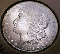 1884CC Morgan Silver Dollar BU/MS60+ Rainbow Toned