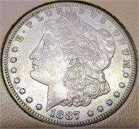 1887-S Morgan Silver Dollar AU/BU
