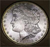 1888O Morgan Silver Dollar BU/MS60+ Rainbow Toning