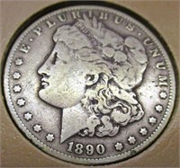 1890-CC Morgan Silver Dollar EF/AU