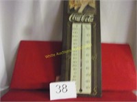 Old Wood Coca Cola Thermometer