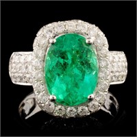 18K Gold 3.60ct Emerald & 2.27ctw Diamond Ring