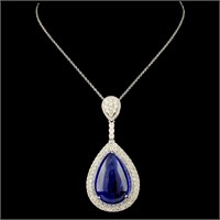 14K Gold 24.27ct Tanzanite & 2.07ctw Diamond Penda