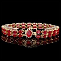 14k Yellow Gold 31ct Ruby 0.30ct Diamond Bracelet