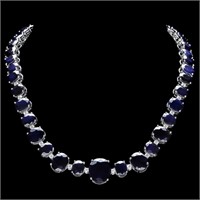 `14k Gold 170.00ct Sapphire & 2.00ct Diamond Neckl